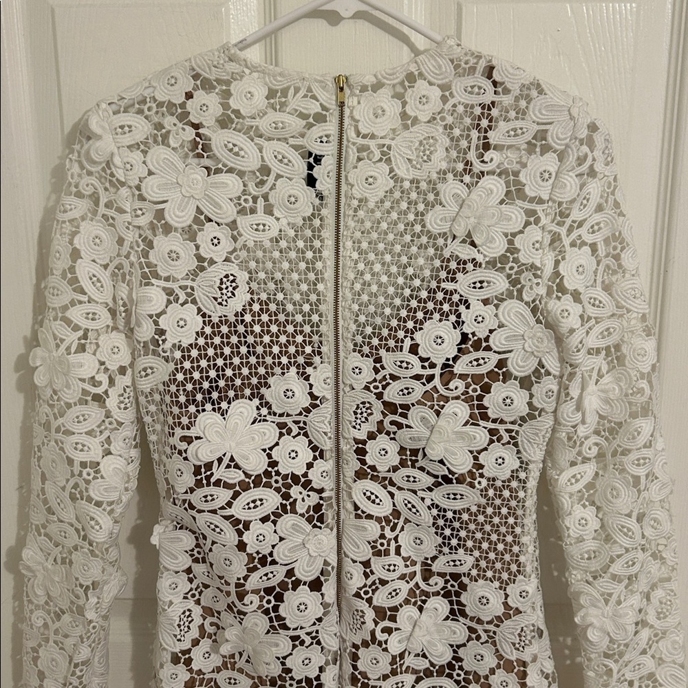 Self-Portrait 3D White Floral Guipure Lace Mini Dress New Size 4 - Picture 11 of 15